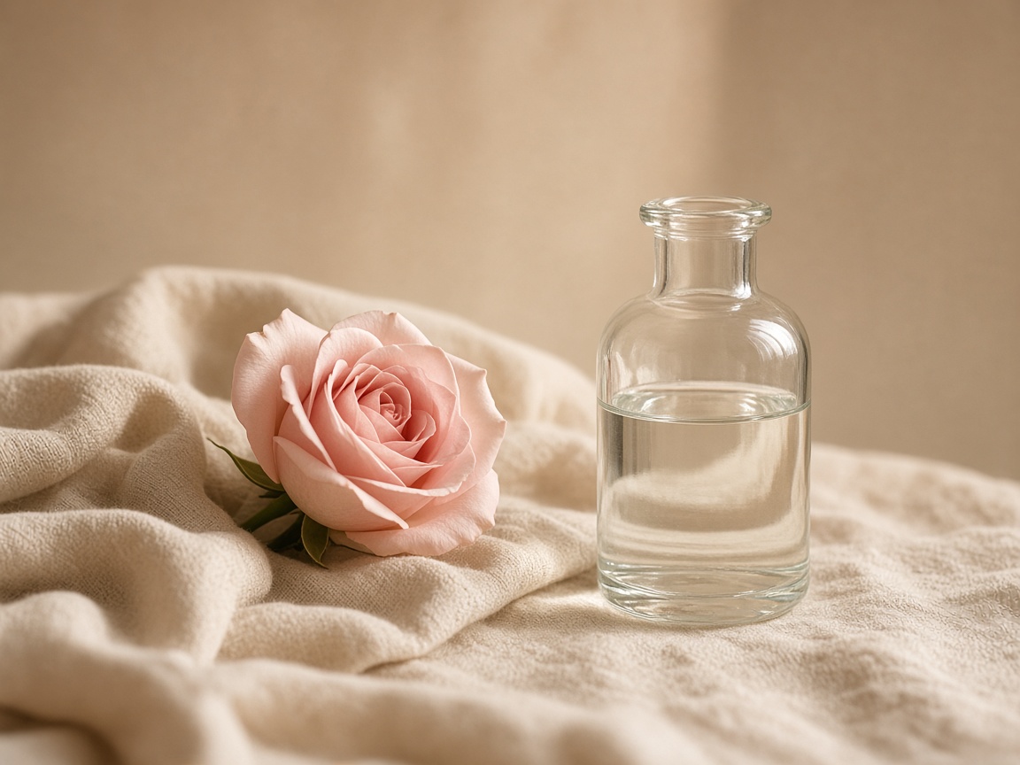 Imagem ilustrativa de uma rosa clara sobre tecido de linho.